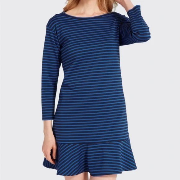 Draper James Dresses & Skirts - Preppy! Draper James Black & Royal Blue Stripes Tulip Hem Mini Dress Siz…